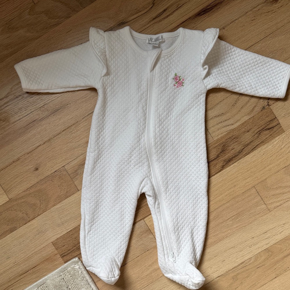 Kissy Kissy Baby Girl Quilted Footie Onsie (0-3 months)